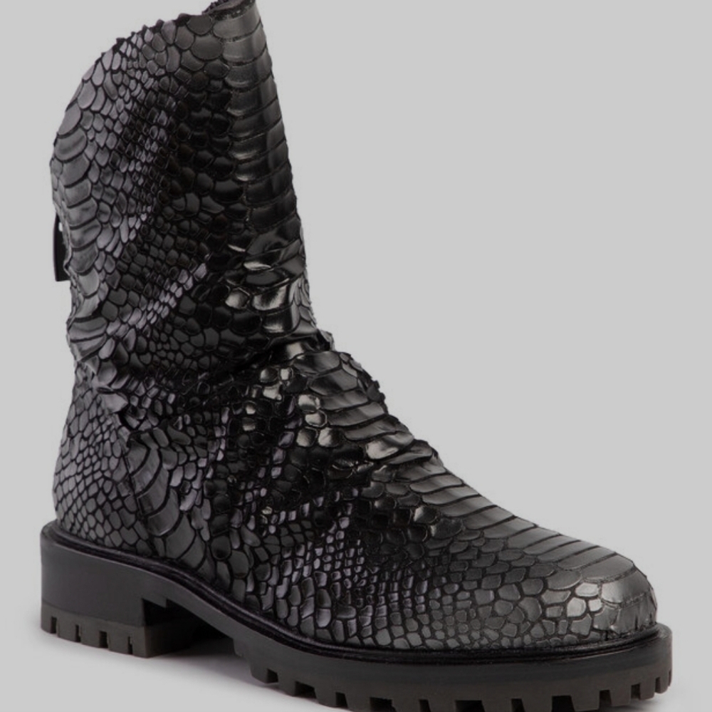 Bruno Premi Nilo BY7405X alligator print moto boot black US Size 9 / 9.5 EU 40
